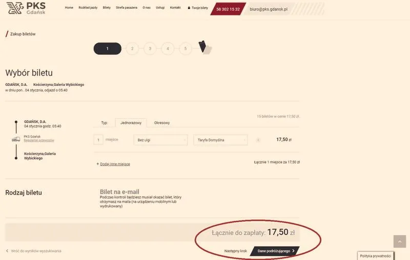 Bilet elektroniczny PKS