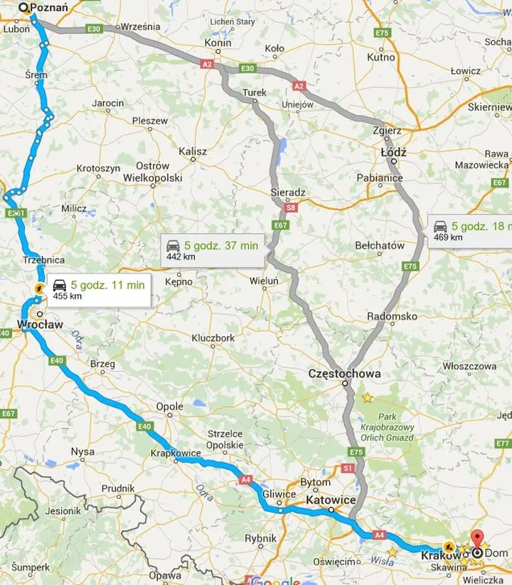 Czas lotu Poznań Kraków