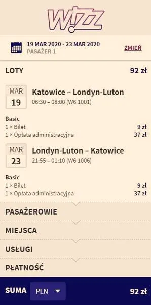 Czas lotu z Katowic do Londynu