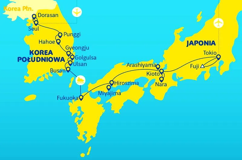 Lot z Warszawy do Korei
