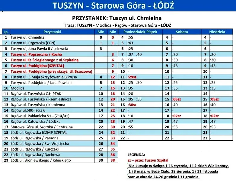 Opcje przewoźników Łódź Tuszyn
